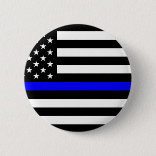 - US Flag Police Thin Blue Line 2 Inch Round Button