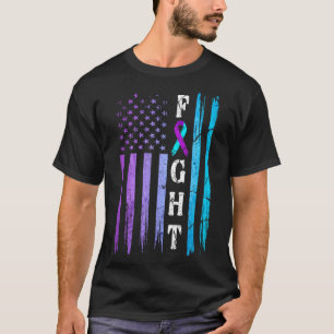 Us Flag Prevention Awareness Fight Wear Purple T-Shirt