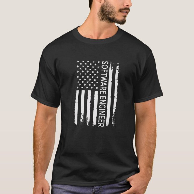 US Flag Programmer Programming Expert Software Dev T-Shirt (Front)