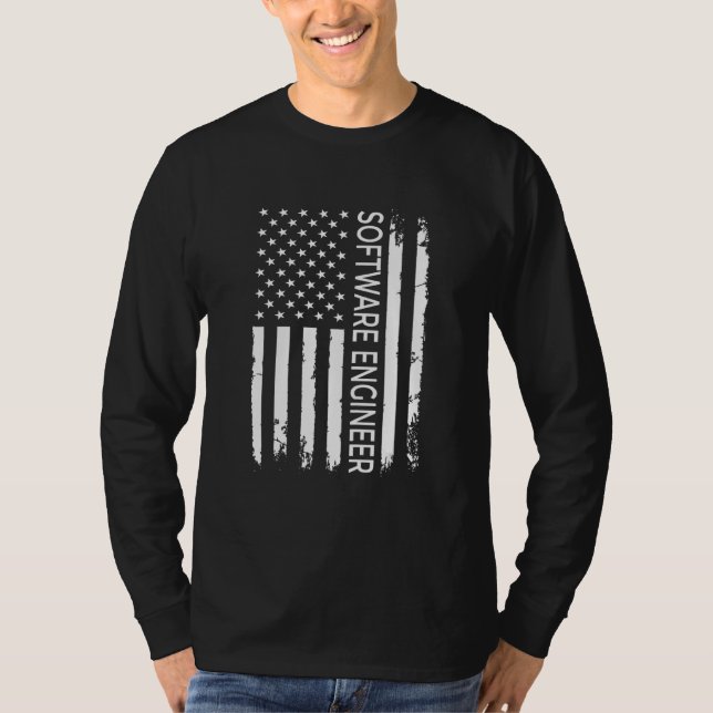 US Flag Programmer Programming Expert Software Dev T-Shirt (Front)