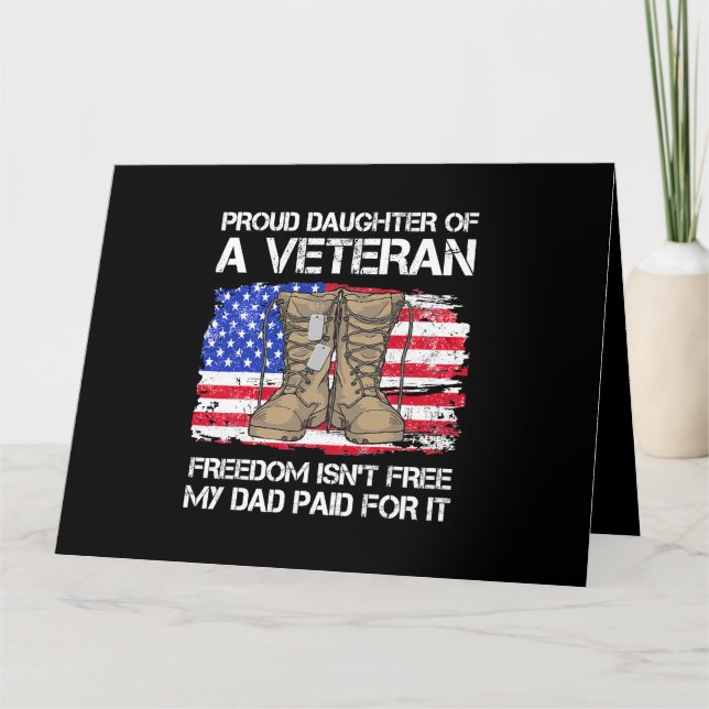 Us Flag Proud Daughter Of A Veteran US Military Ve Card (Front)
