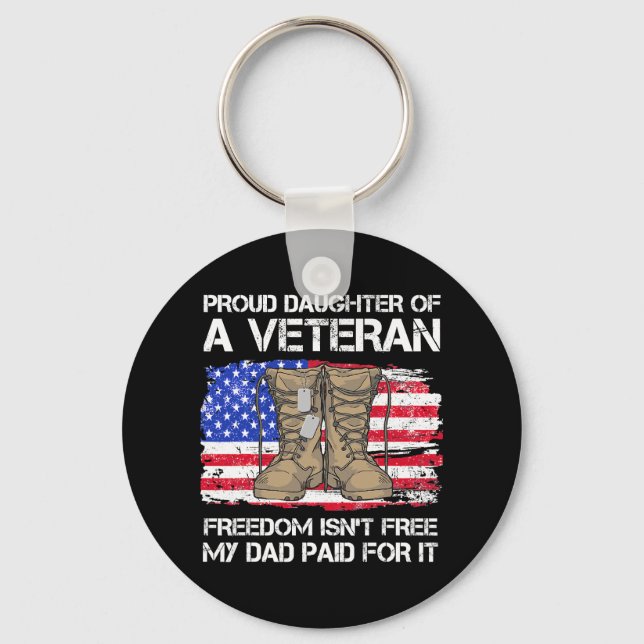 Us Flag Proud Daughter Of A Veteran US Military Ve Keychain (Front)