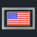 US Flag Rectangular Belt Buckle<br><div class="desc">US Flag with blue to the left</div>