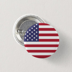 US flag red white and blue 1 Inch Round Button