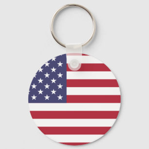 US flag red white and blue Button Keychain