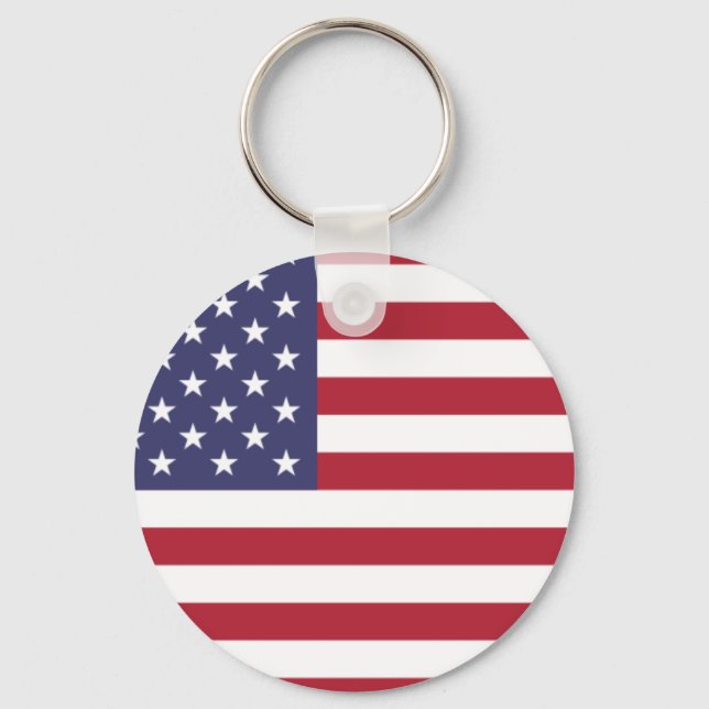 US flag red white and blue Button Keychain (Front)