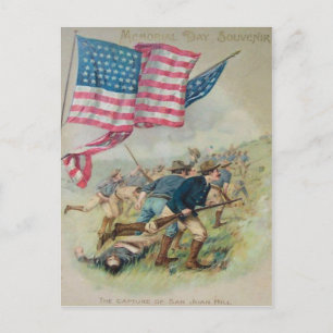 US Flag San Juan Hill Roosevelt Postcard