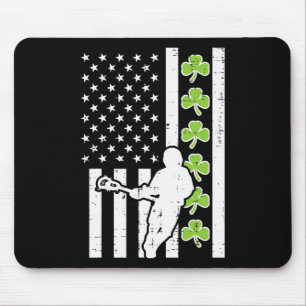 Us Flag Shamrock Lacrosse Vintage Lax St Patrick D Mouse Pad