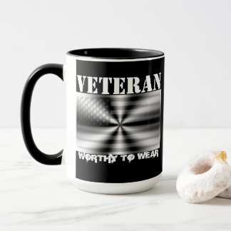 US Flag Shield - Veteran - Worthy To Wear Mug