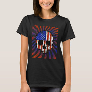 US Flag Skull - Vintage Patriotic American Flag Gr T-Shirt