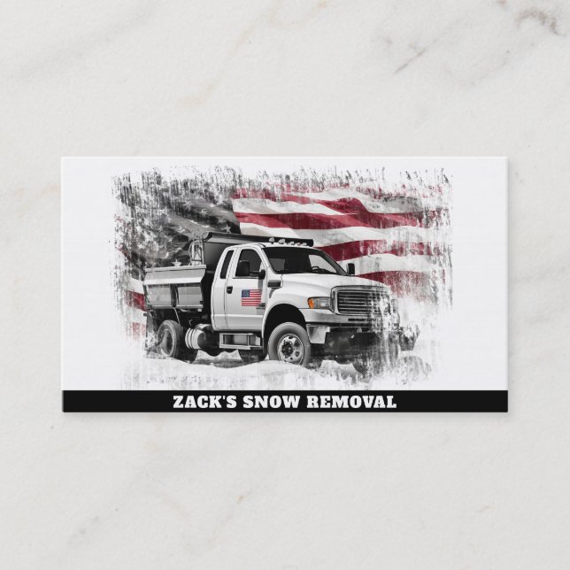 *~* US Flag Snow Removal Truck AP74 Red White Blue Business Card (Front)