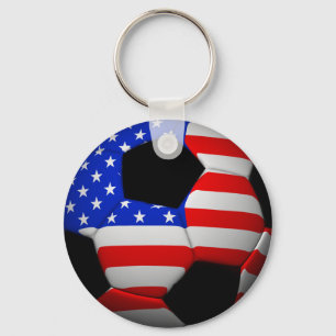 US Flag Soccer Ball Keychain