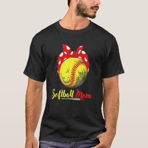 Us Flag Softball Player Mom  For Mother's Day T-Shirt