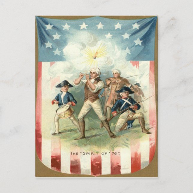 US Flag Spirit of 76 Soldier Drummer Boy Postcard (Front)