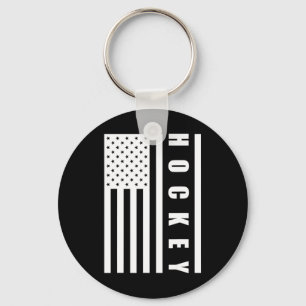 Us Flag Sport Goalie Hockey Player American Pride Keychain