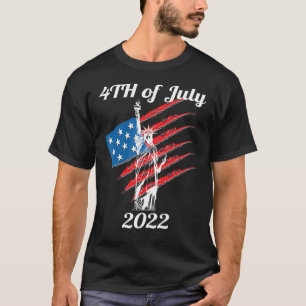 Us Flag Statue Of Liberty Patriotic 2022 4th Of Ju T-Shirt