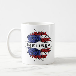 US Flag Sunflower With Name Coffee Mug