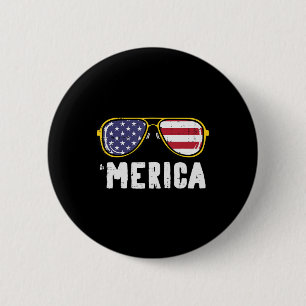 US Flag Sunglass Merica Memorial Day Patriot Men W 2 Inch Round Button