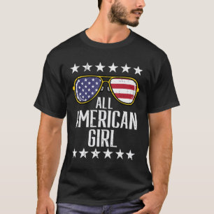 US Flag Sunglasses American All Girl Memorial Day T-Shirt