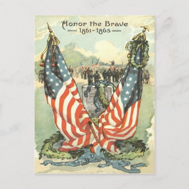 US Flag Tombstone Civil War Parade Postcard (Front)