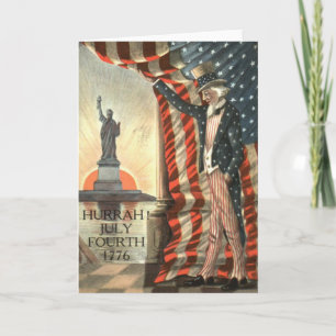 US Flag Uncle Sam Statue of Liberty Card