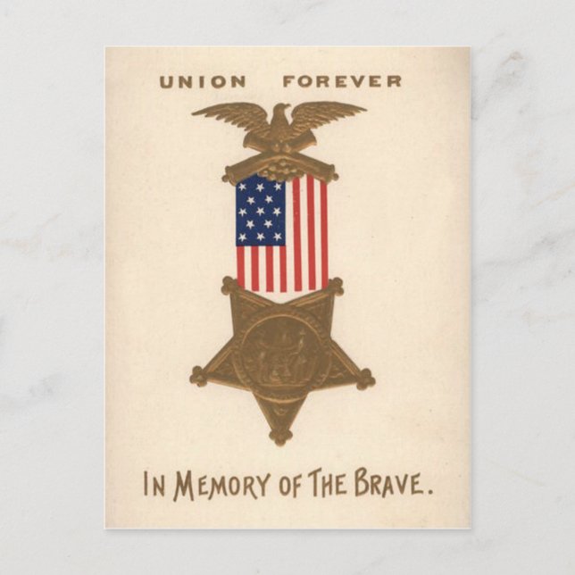 US Flag Union Civil War Medal Eagle Postcard (Front)
