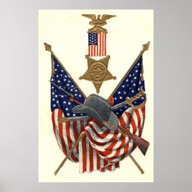 US Flag Union Civil War Medal Eagle Poster (Front)