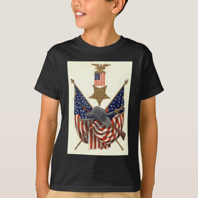 US Flag Union Civil War Medal Eagle T-Shirt (Front)