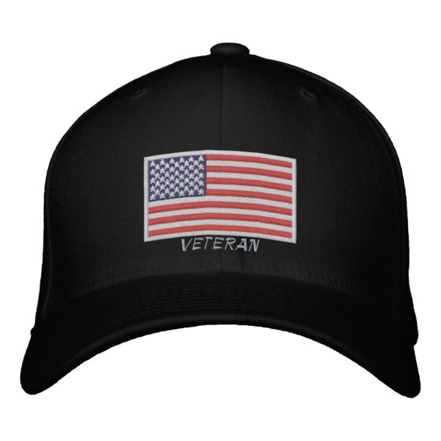 US Flag - Veteran - Worthy To Wear Embroidered Hat (Front)