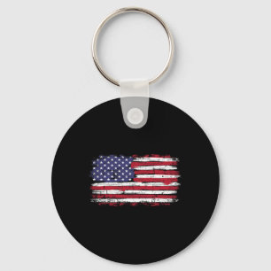Us Flag Vintage For American Independence Day On 4 Keychain