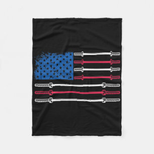 Us Flag Weightlifting Barbell Patriotic Love Fitne Fleece Blanket