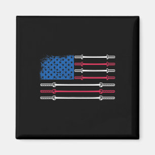 Us Flag Weightlifting Barbell Patriotic Love Fitne Magnet