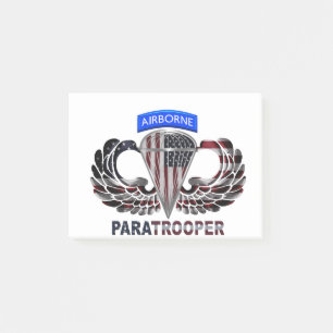 US Flag With Airborne Wings and Paratroopers Post-it Notes