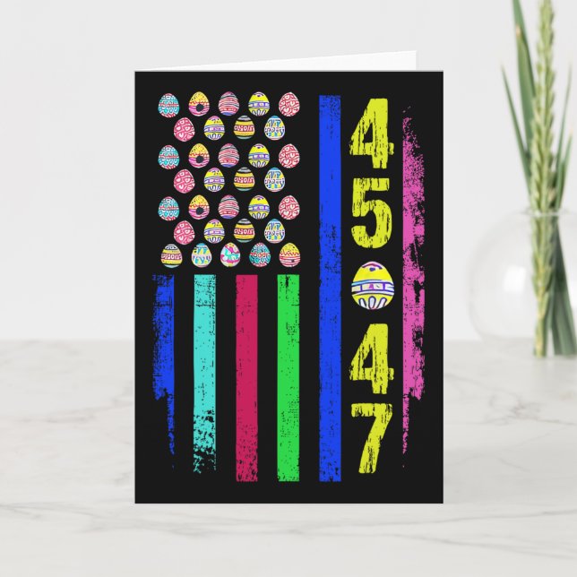 Us Flag With Eggs Funny Trump 45 47 Easter Day 1  Card (Front)
