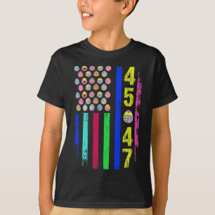 Us Flag With Eggs Funny Trump 45 47 Easter Day 1  T-Shirt