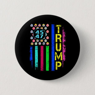 Us Flag With Eggs Funny Trump 45 47 Easter Day 2 Inch Round Button