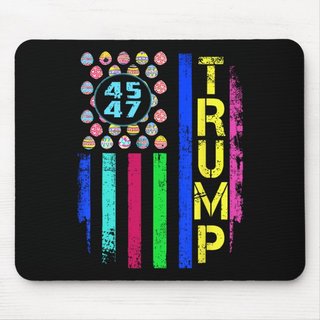 Us Flag With Eggs Funny Trump 45 47 Easter Day  Mouse Pad (Front)