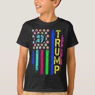 Us Flag With Eggs Funny Trump 45 47 Easter Day T-Shirt