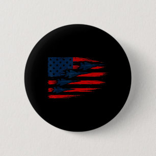 Us Flag With Fighter Jets Patriotic Airshow 2 Inch Round Button