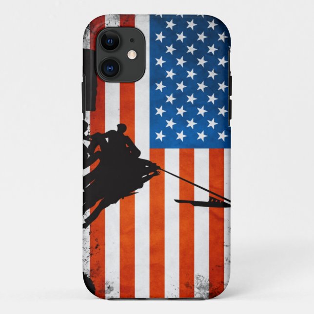 US Flag with Veterans Silhouettes Case-Mate iPhone Case (Back)