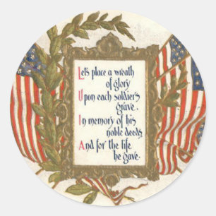 US Flag Wreath Memorial Day Classic Round Sticker