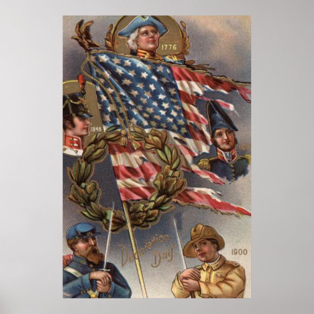 US Flag Wreath Military Memorial Day Poster (Front)