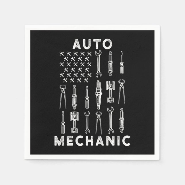US Flag Wrench Workshop Screwdriver Mechanic Gift Napkin (Front)