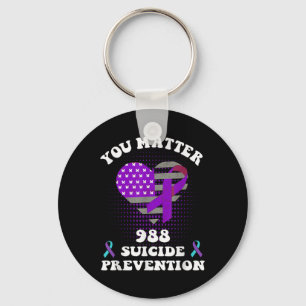 Us Flag You 988 Suicide Prevention Awareness Ribbo Keychain