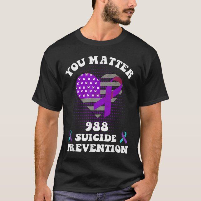 Us Flag You 988 Suicide Prevention Awareness Ribbo T-Shirt (Front)
