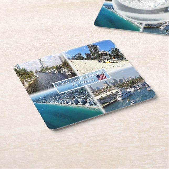US Florida - Fort Lauderdale - The New River - Square Paper Coaster (Angled)