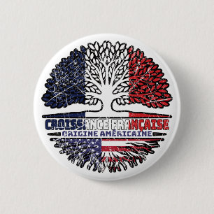 US French France America Tree Roots Flag 2 Inch Round Button