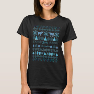 US Frohe Weihnachten Reindeer Snowflake Pattern Bl T-Shirt