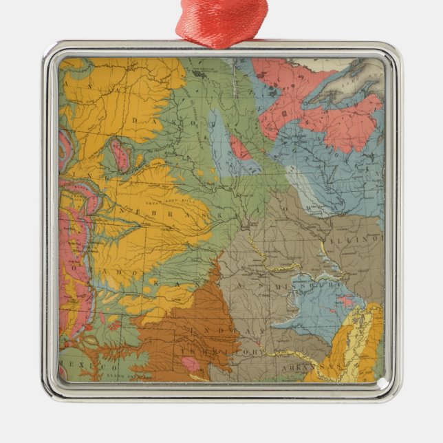 US Geological Map Metal Ornament (Front)