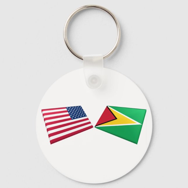 US & Guyana Flags Keychain (Front)
